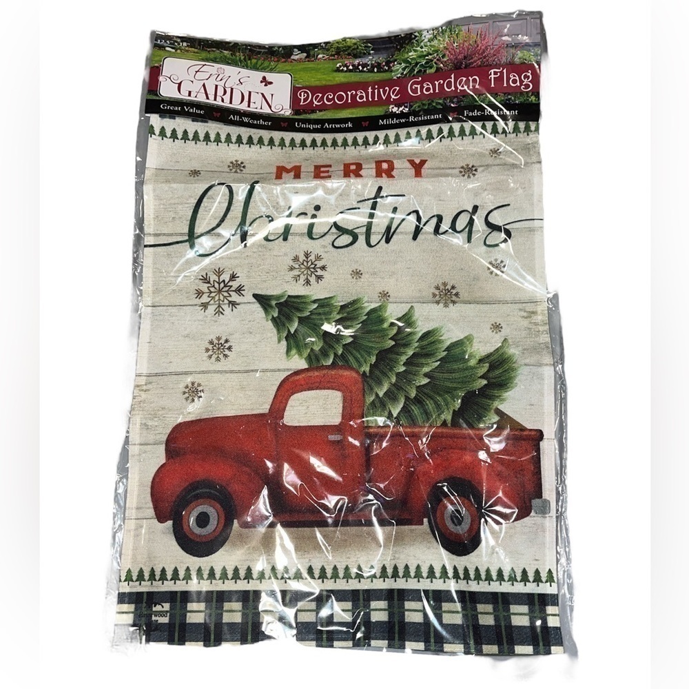 MERRY Christmas Truck garden flag